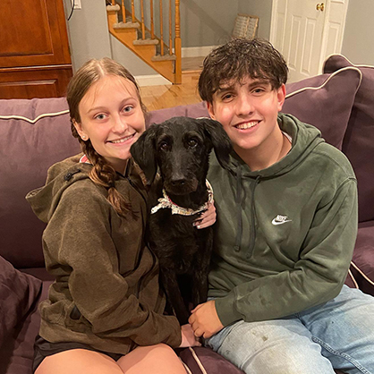 Asher Duke and Emily Verge with their dog, Sugaree.