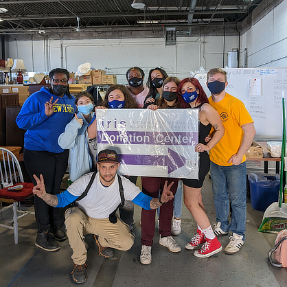 Students at the IRIS donation center.