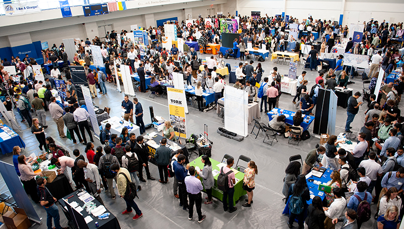 Aerial view of career fair