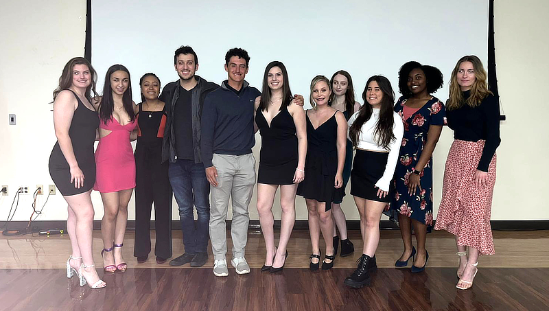 Charger Bulletin editorial staff members at their end of the year banquet.