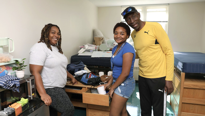 Students and families in residence halls