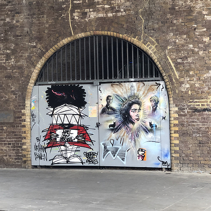 Art in downtown London paid tribute to Queen Elizabeth II.