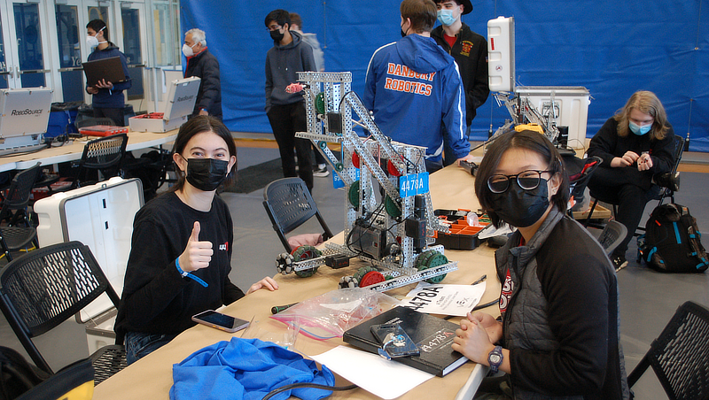 High school students at VEX Robotics event