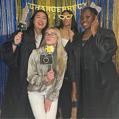 Brooke Cuthbertson ’24 and her coworkers at the Spring 2023 ChargerREC end of the year celebration.