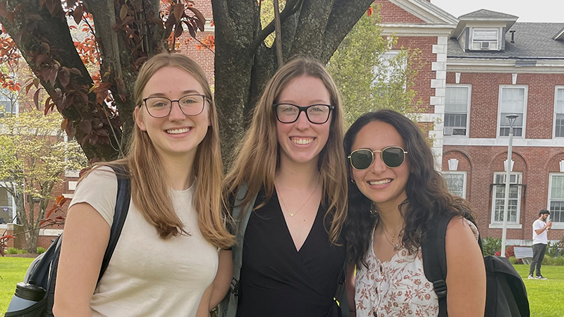 Left to right: Emilia Wypasek, Emma Murphy ’24, and Mia Feder after the Honors presentations on campus. 