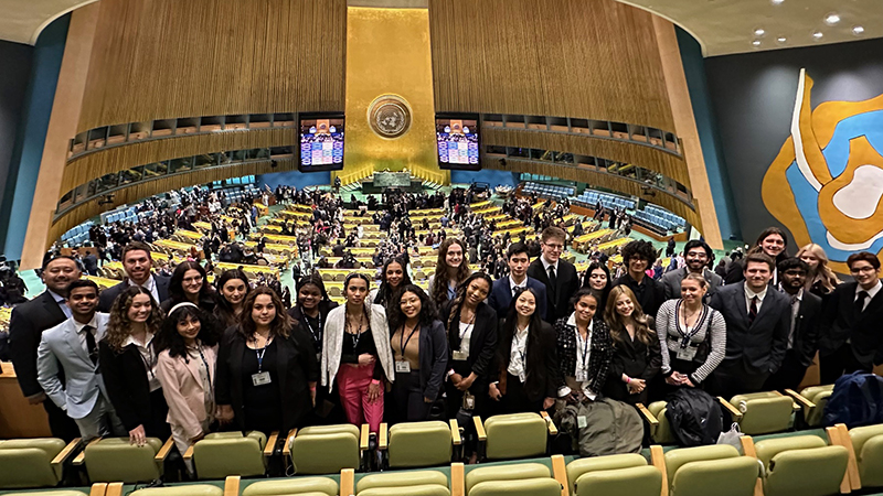 The University’s Model United Nations team charged to victory at the NMUN conference. 