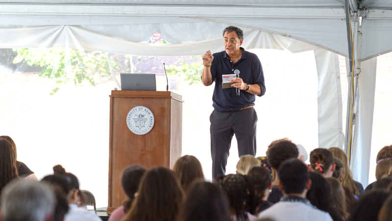 Successful entrepreneur and University supporter David Sussman spoke at this year's Charge Back program, and highlighted his definition of the keys to greatness for the Class of 2028: 'Know what you want. Know the price. Pay the price.'