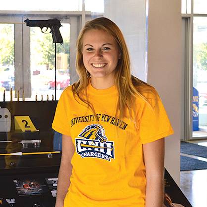A photograph of forensic science major alumnus, Caitlin Gilley.