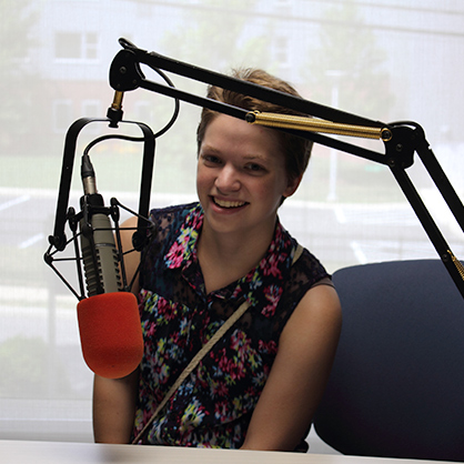 An image of Rebecca Satzberg, a student in the Music and Sound Recording program. Our program will provide her with a musical engineering education.