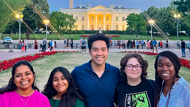 Dr. Alvin Tran with students in Washington, D.C.