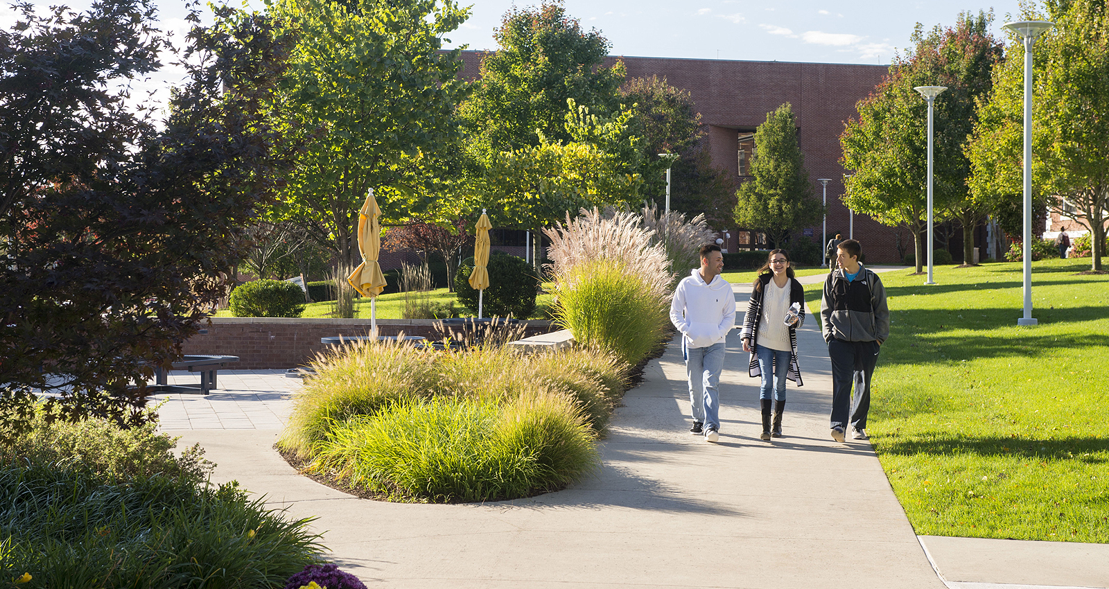 students walking on campus