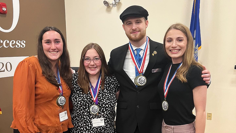 Danielle Erwin ’23, ’25 M.S., Vanessa Schenking ’23, ’25 M.S., Colin S. Graham ’23, ’24 M.S., and Emily Fleury ’23, ’24 M.S.