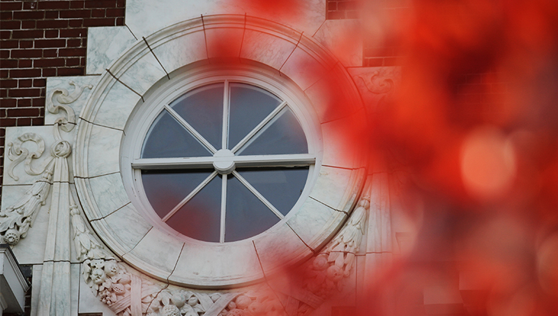 A window on the upper floors of Maxcy Hall.