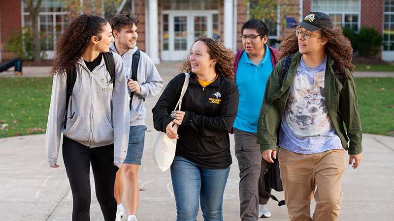 students walking on campus