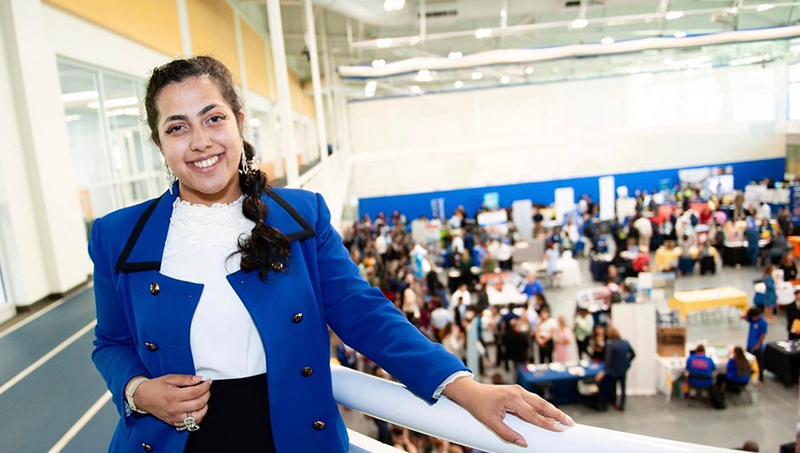 Baki Izzat at a career expo at the University.