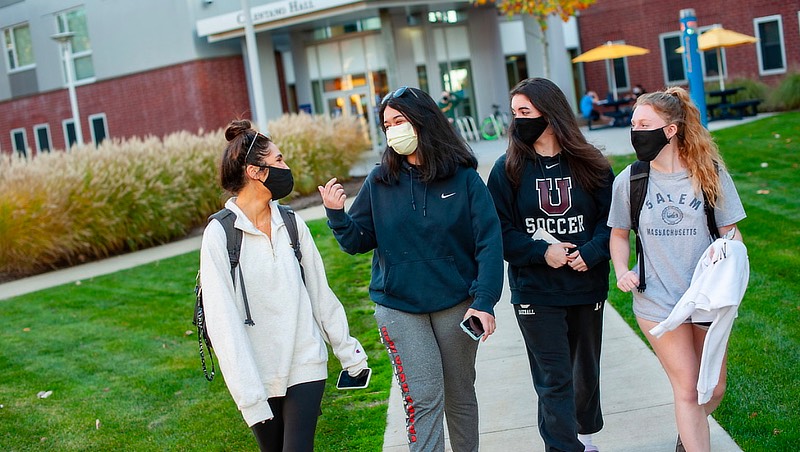 Students walking through campus