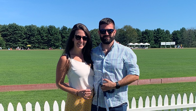 Devon Moore and her partner at the Greenwich Polo Club.