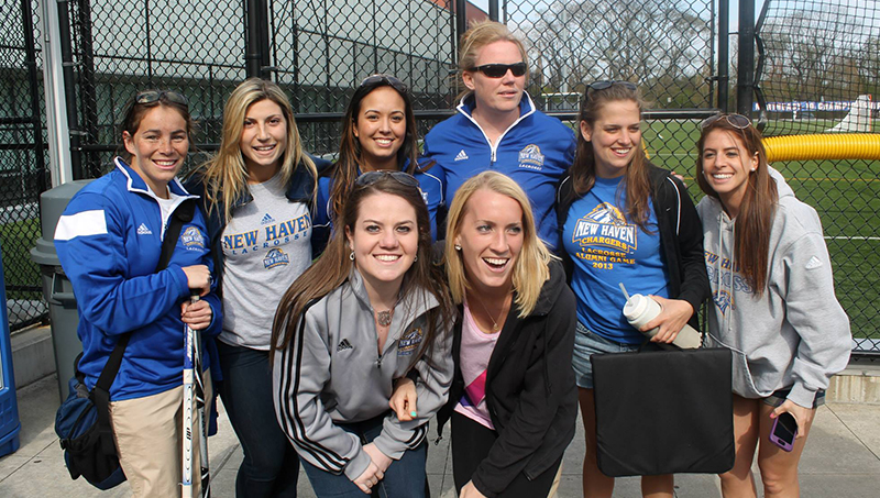 Jen Fallon with her Lacrosse team