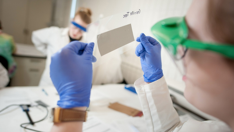 Image of forensic science students in the laboratory.