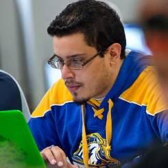 Student working at a computer